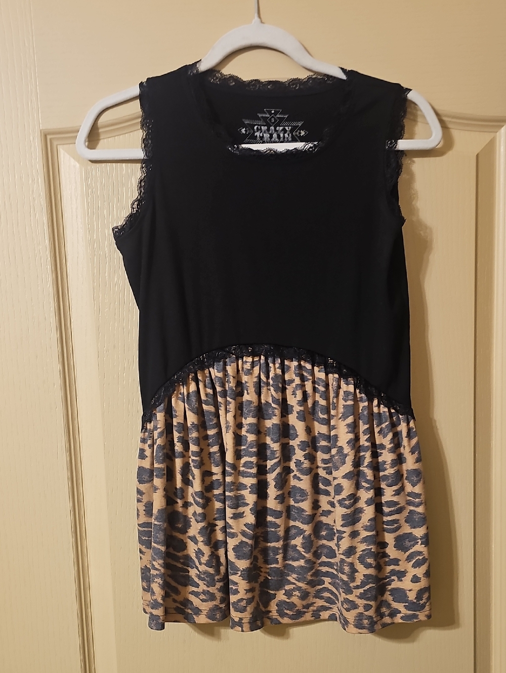 Crazy Train Black Lace Trim Tank Top